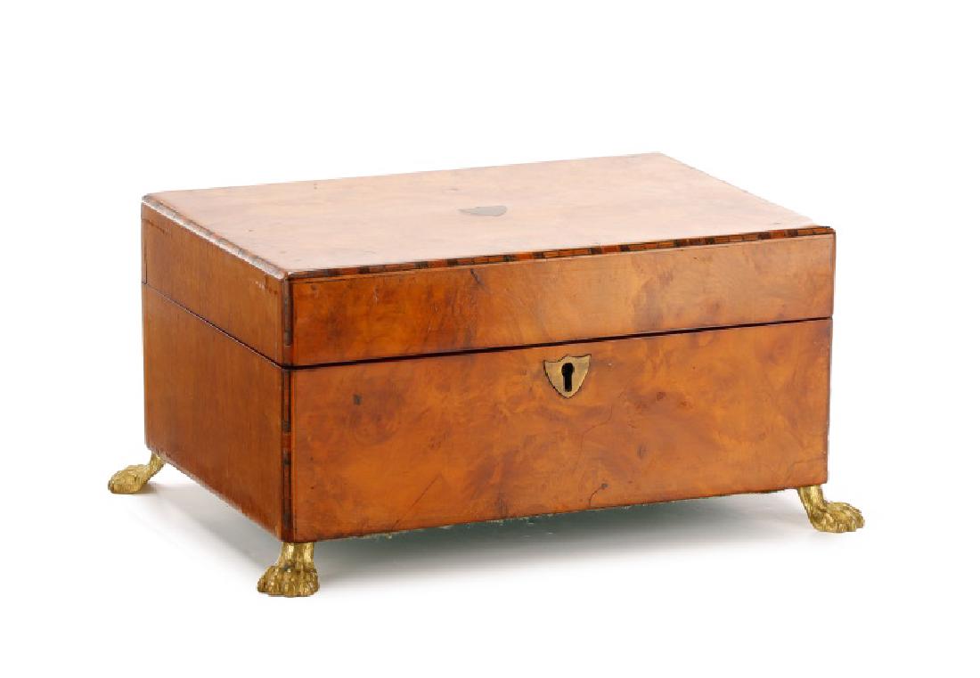 English Regency Burlwood Sewing Box, 19th C. (1 of 8)