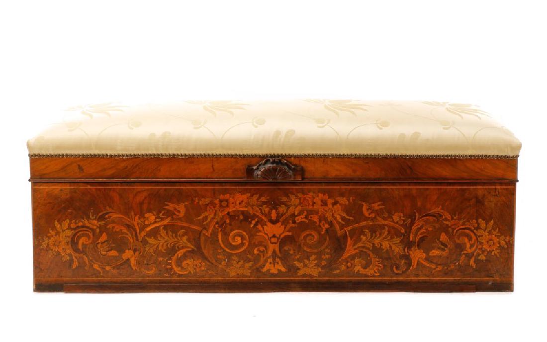 Belle Epoque Style Marquetry Inlaid Storage Bench (1 of 3)