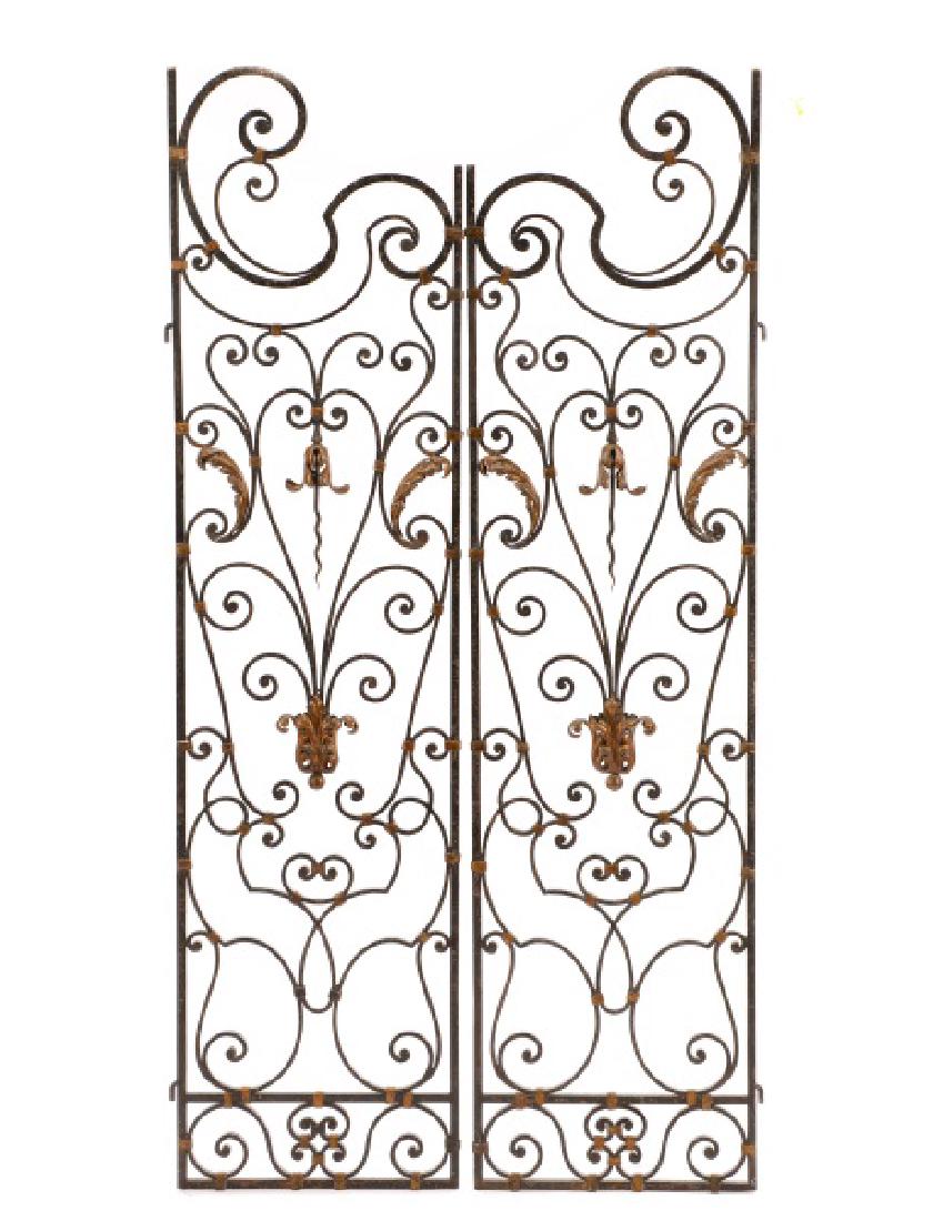 Pair, Baroque Style Wrought Iron Gates (1 of 7)