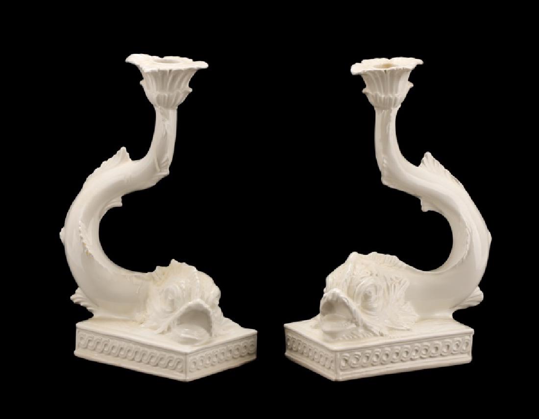Pair, Tiffany Blanc de Chine Dolphin Candlesticks (1 of 6)