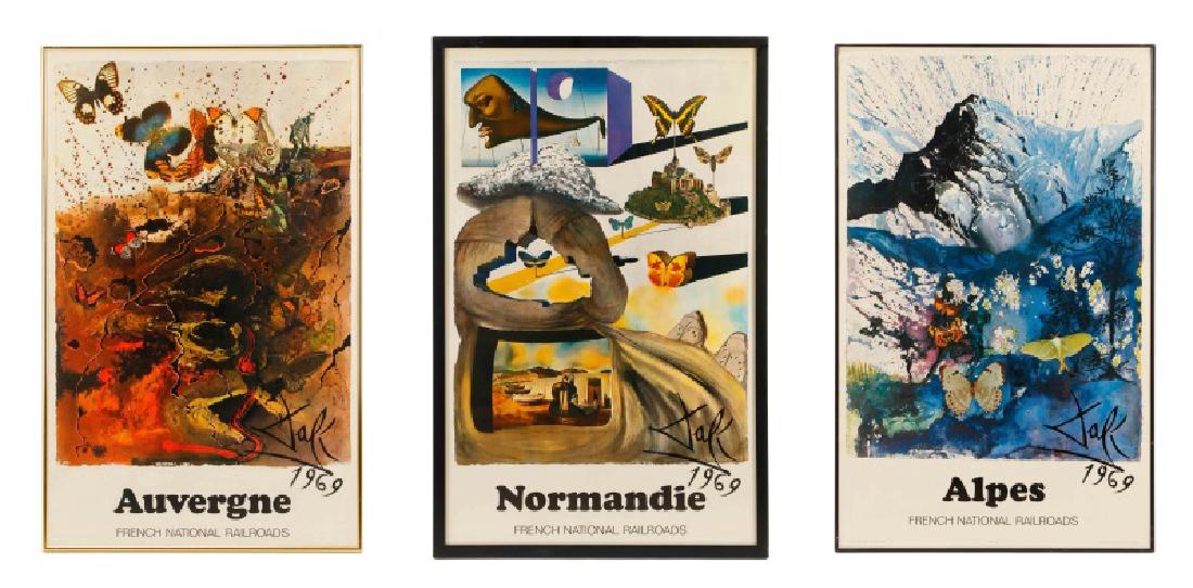 Three Framed Dali French National Railroad Posters (1 of 10)