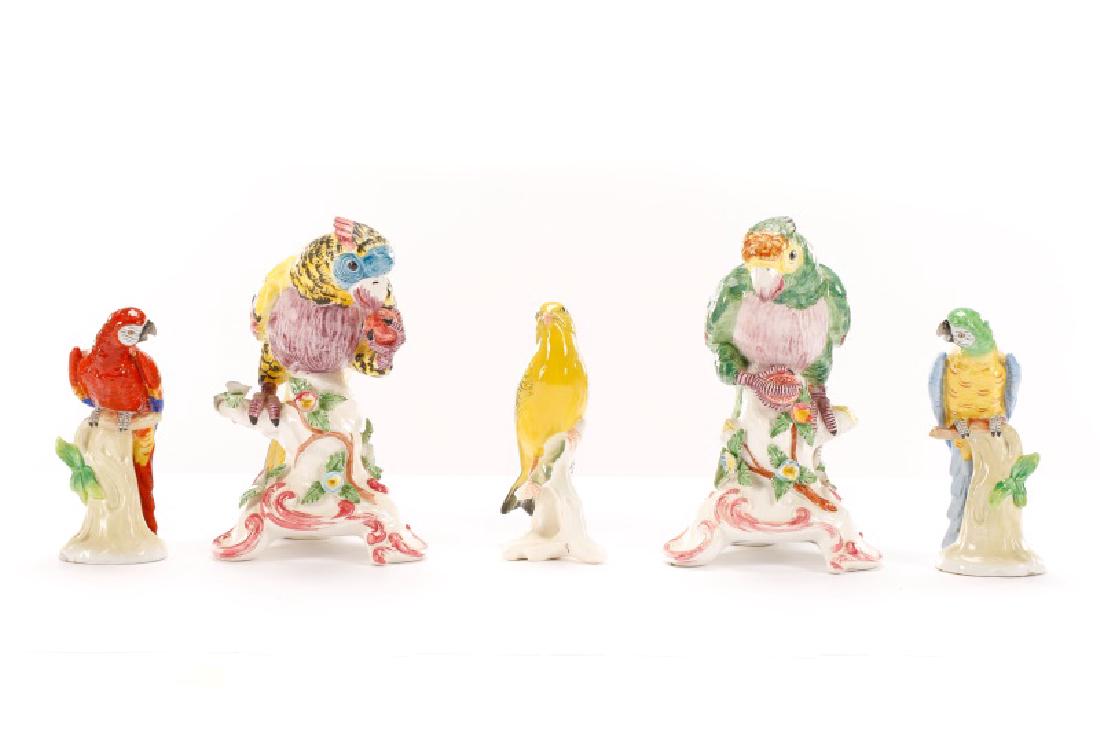 Group, Five Enameled Porcelain Birds (1 of 10)