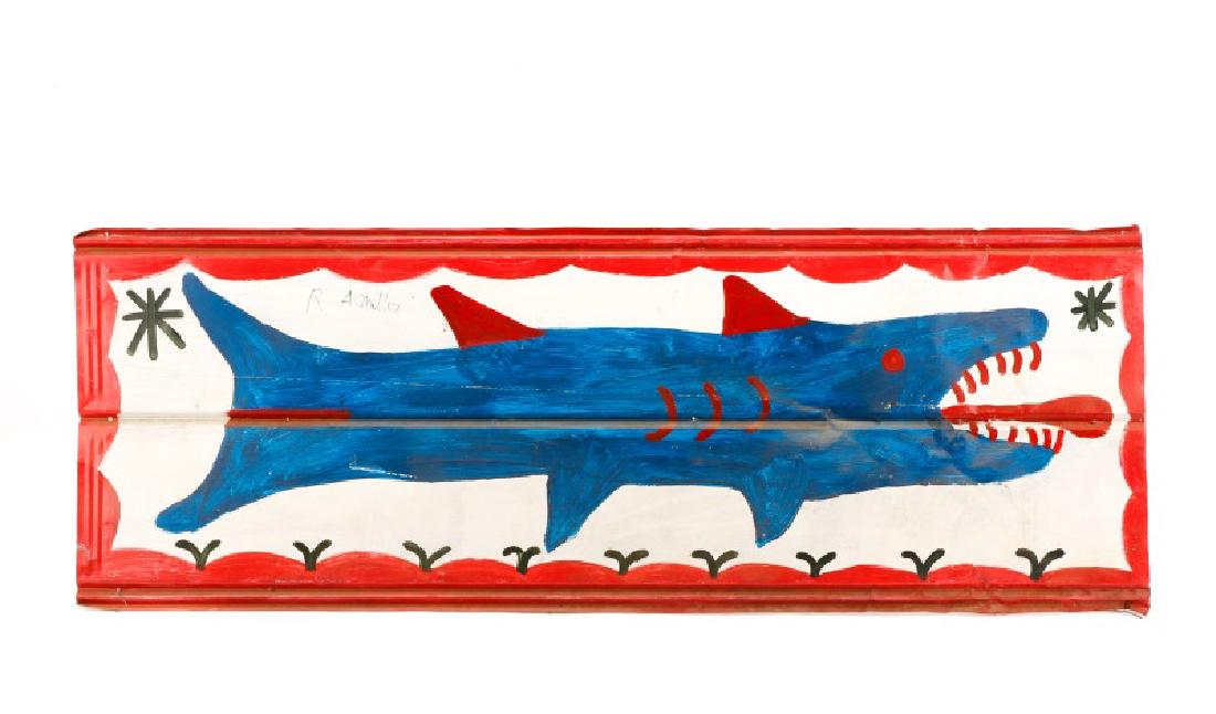 RA Miller Folk Art Painted Shark on Metal (1 of 7)