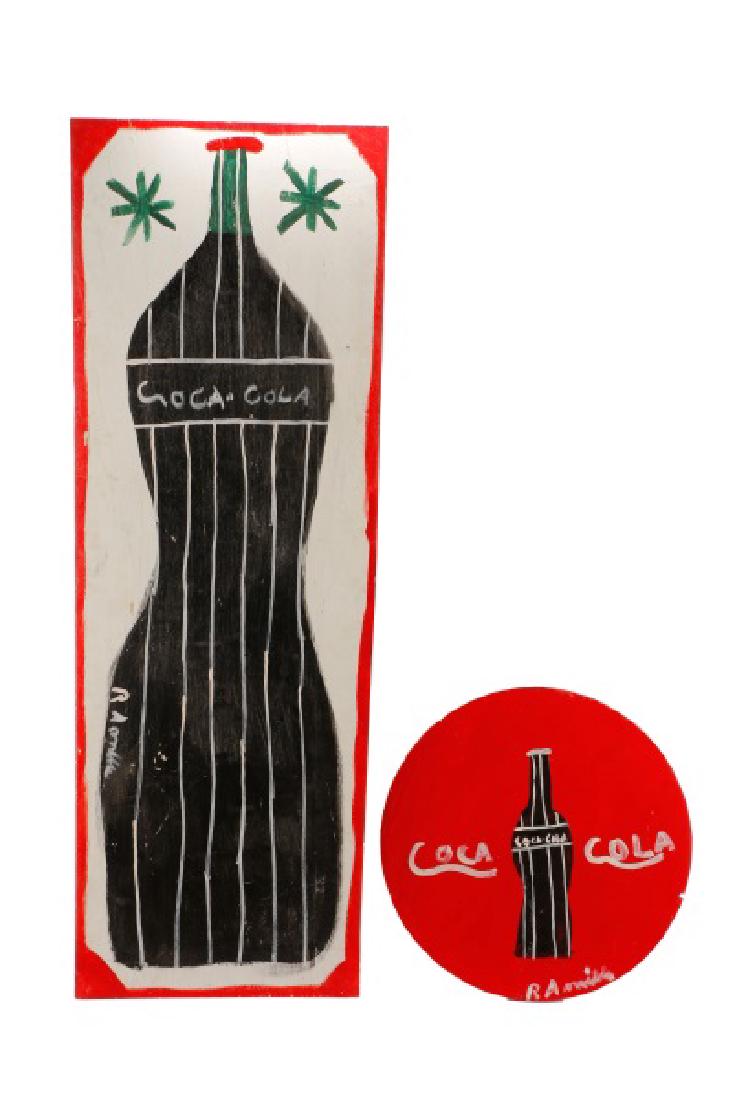 RA Miller 2 Painted Coca-Cola Signs on Wood (1 of 8)