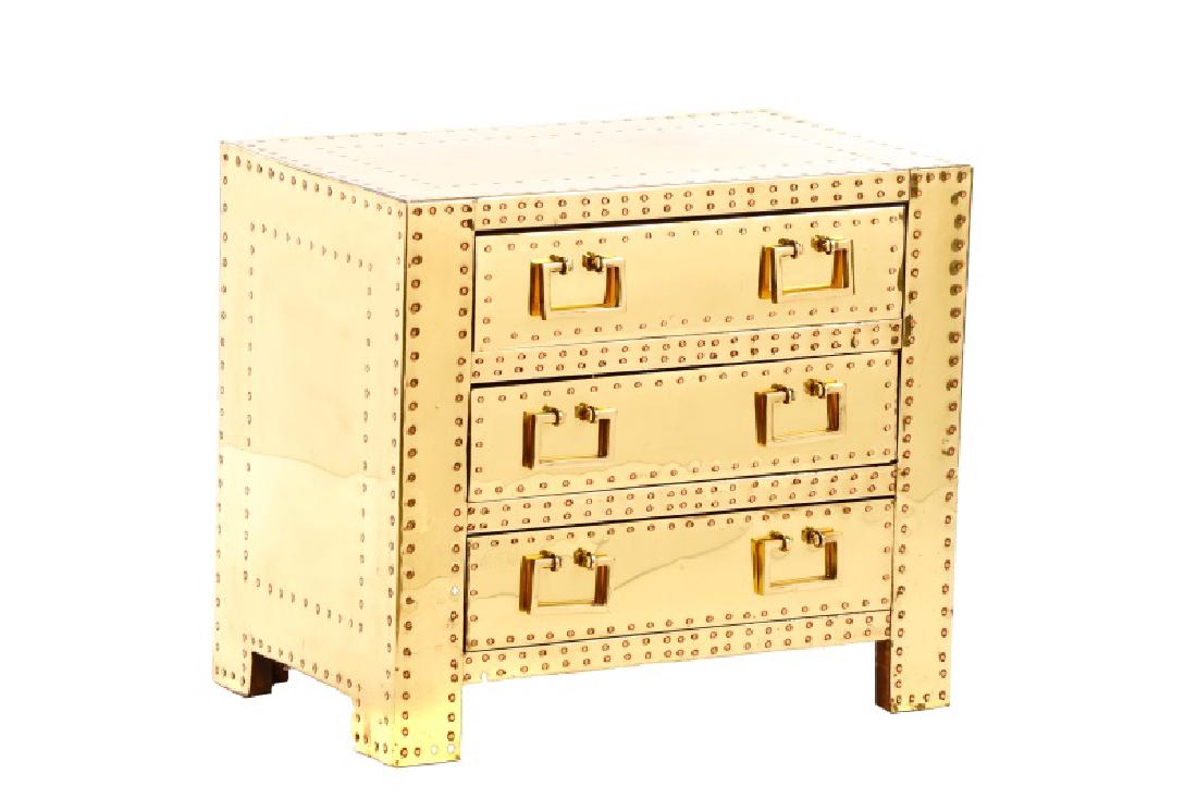 Sarreid Mid Century Modern Brass 3 Drawer Table (1 of 9)
