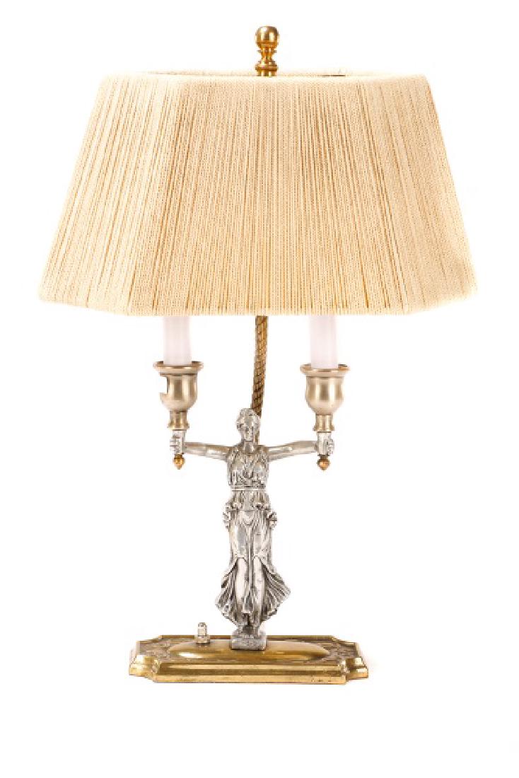 Mixed Metal Figural Twin Light Desk Lamp (1 of 11)