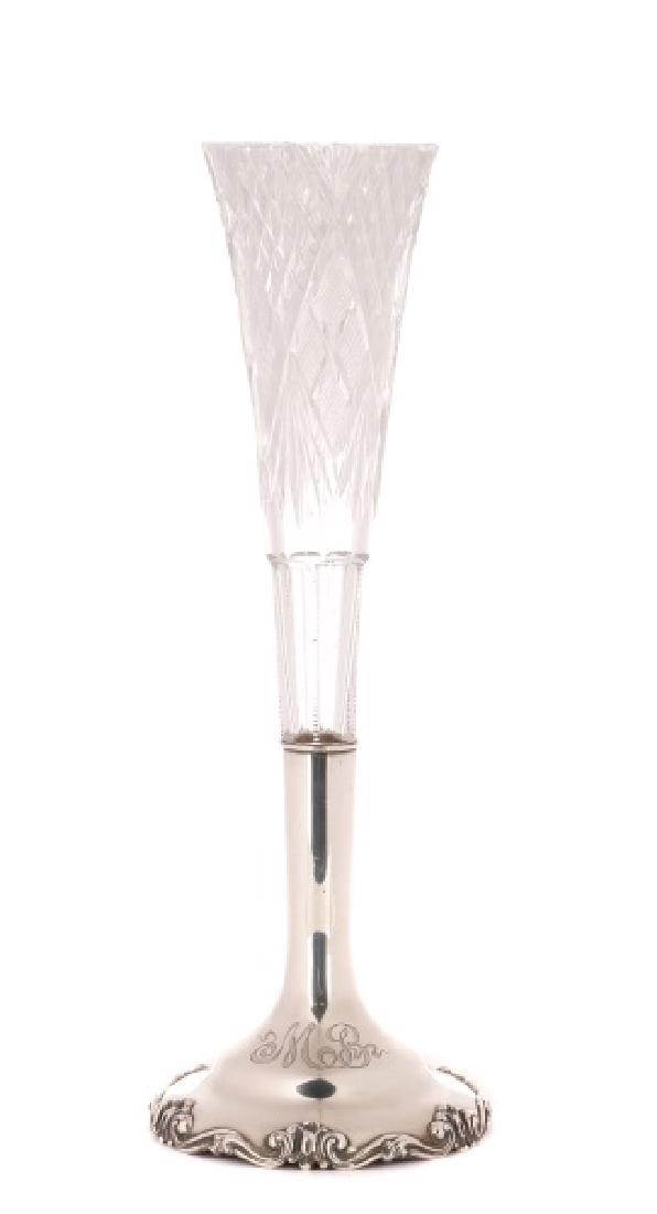 American Sterling Mounted Cut Crystal Vase (1 of 7)