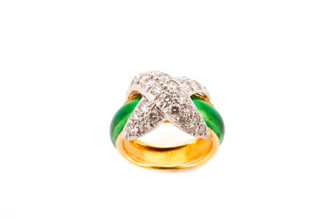 Pave X Enamel & Diamond Ring, After Tiffany & Co. (1 of 7)