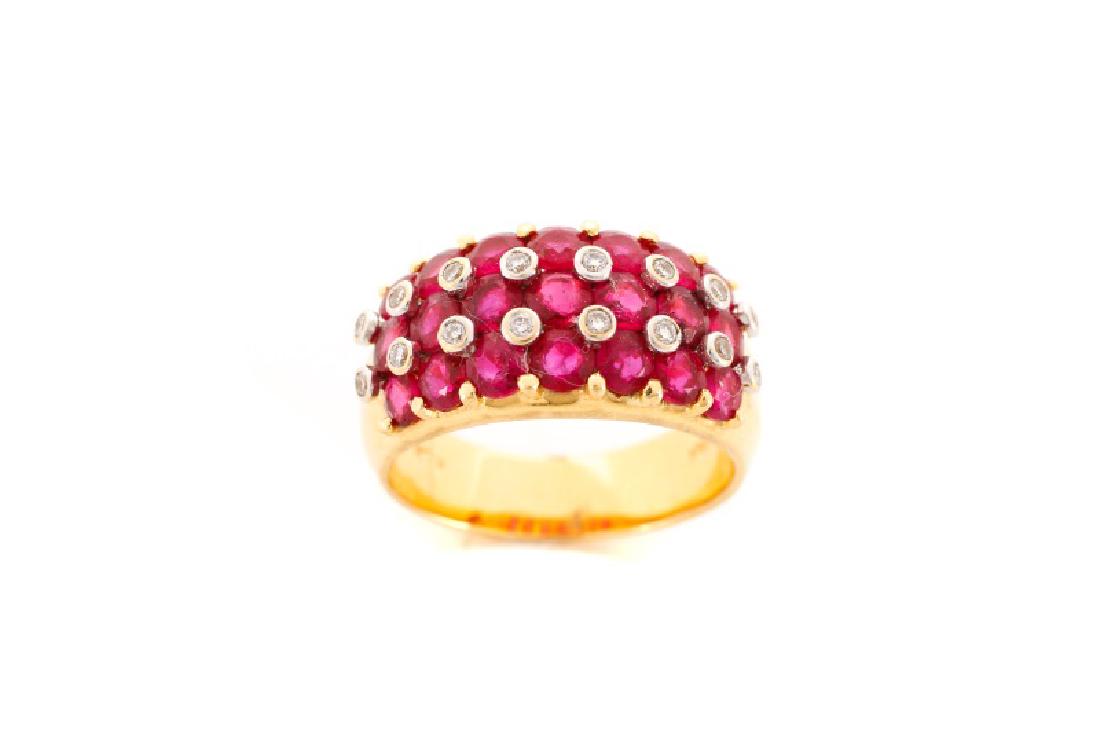 18k Yellow Gold, Genuine Ruby, & Diamond Band (1 of 5)