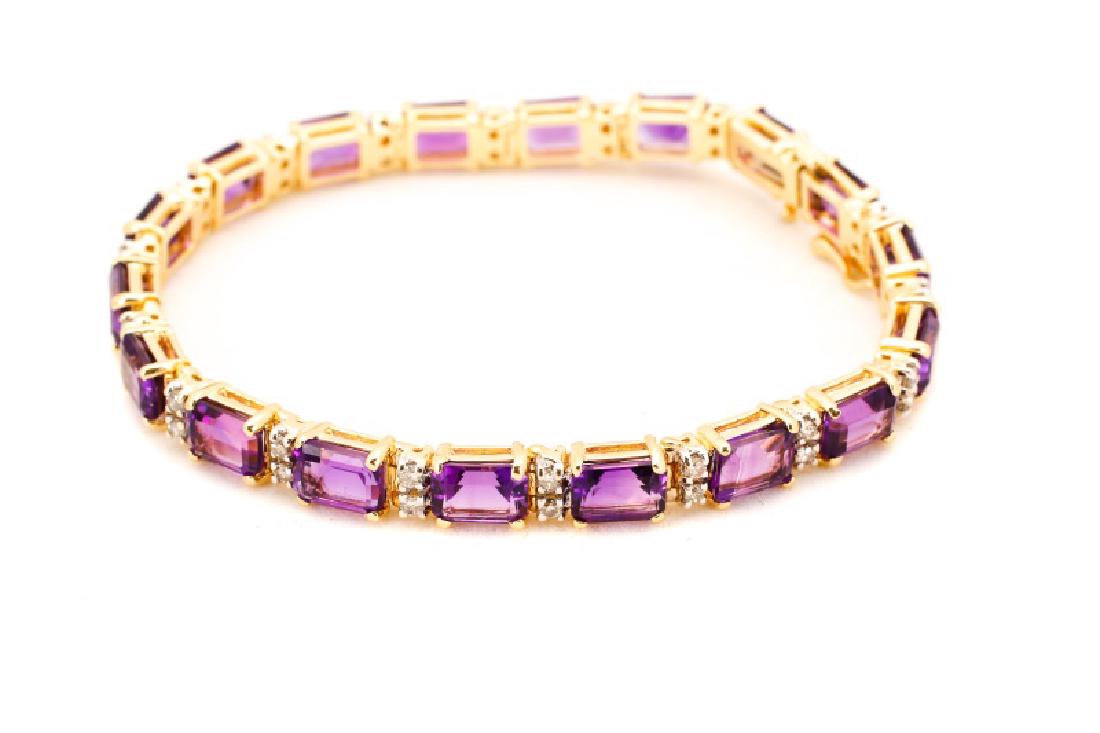 14k Yellow Gold, Amethyst, & Diamond Bracelet (1 of 7)