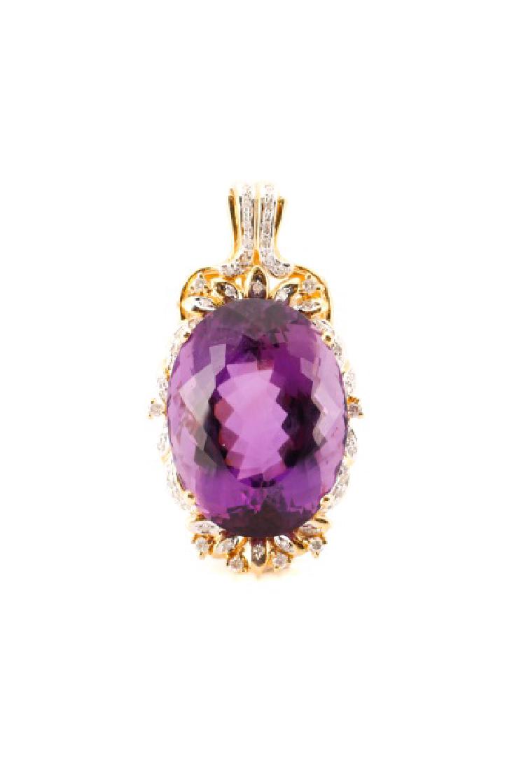 14k Gold, Amethyst, & Diamond Necklace Pendant (1 of 6)