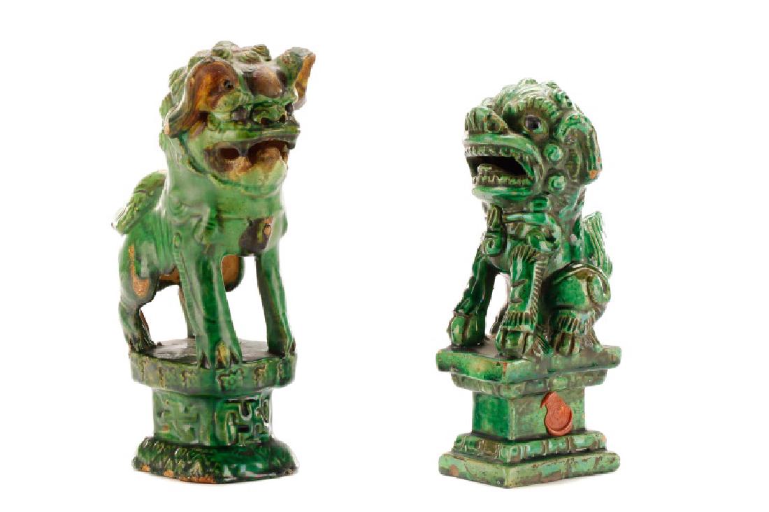Two Chinese Green Glazed Ceramic Foo Dogs (1 of 11)
