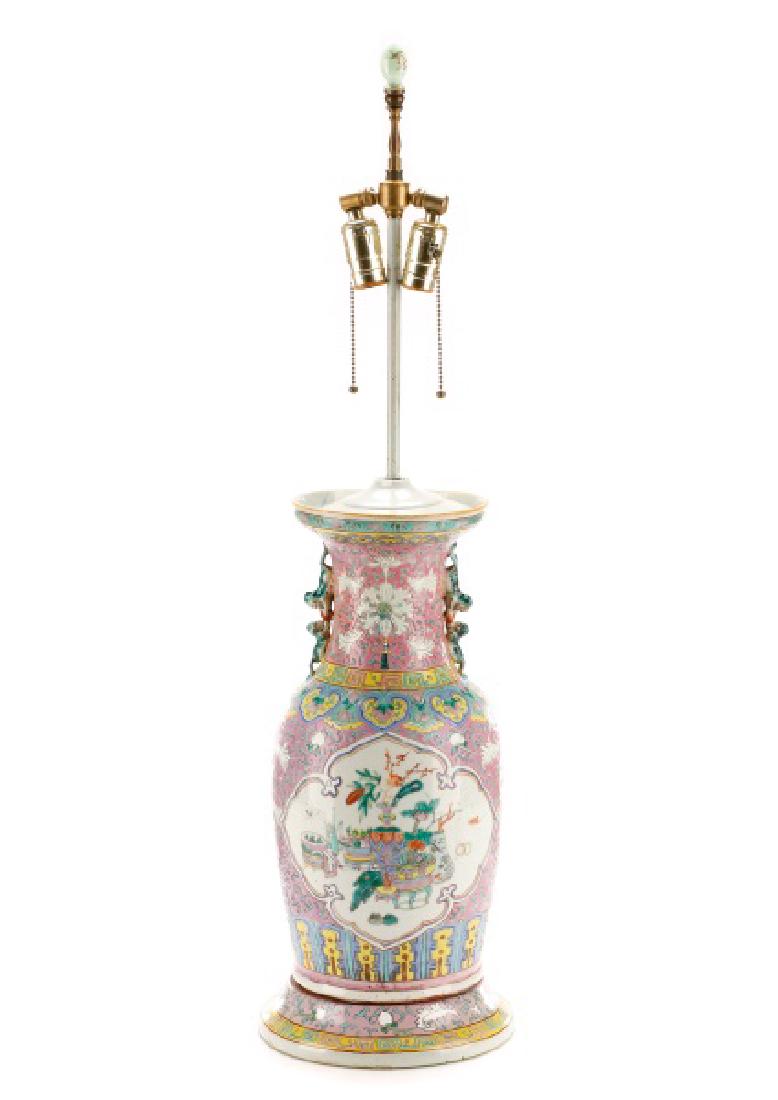 Chinese Famille Rose Porcelain Table Lamp (1 of 9)