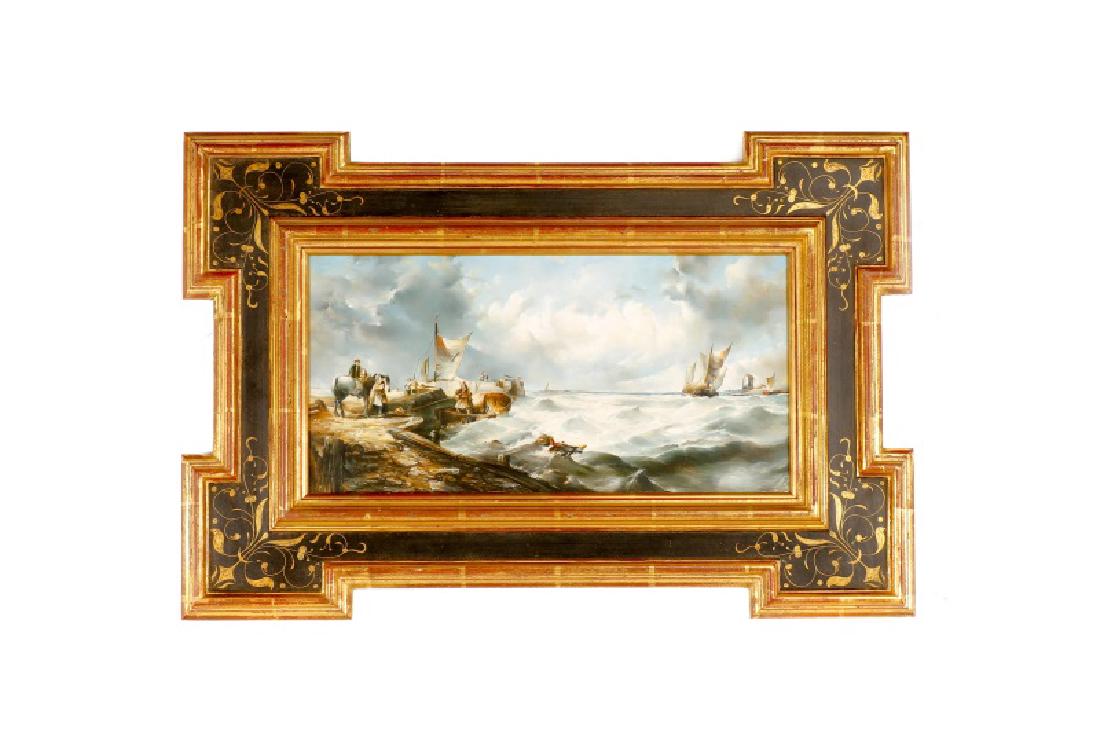 Continental School, Figures on Seaside Dock,  Oil (1 of 4)