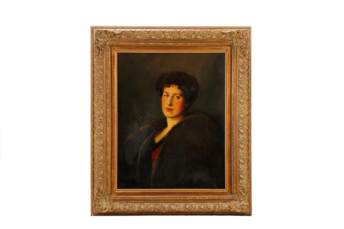 American, "Portrait of a Woman in Fur", O/C (1 of 5)