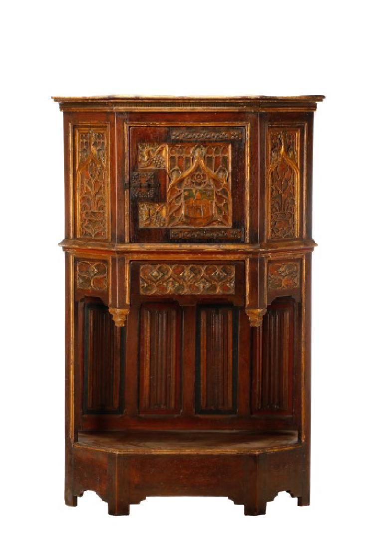 Gothic Revival Gilt & Polychrome Cabinet on Stand (1 of 9)