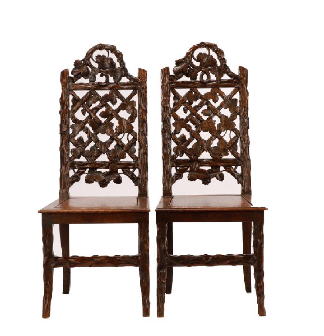 Pair, English Victorian Trellis Cottage Chairs (1 of 4)