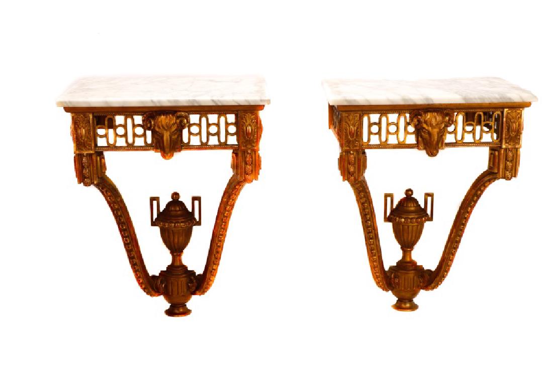 Pair, Italian Neoclassical Giltwood Console Tables (1 of 4)
