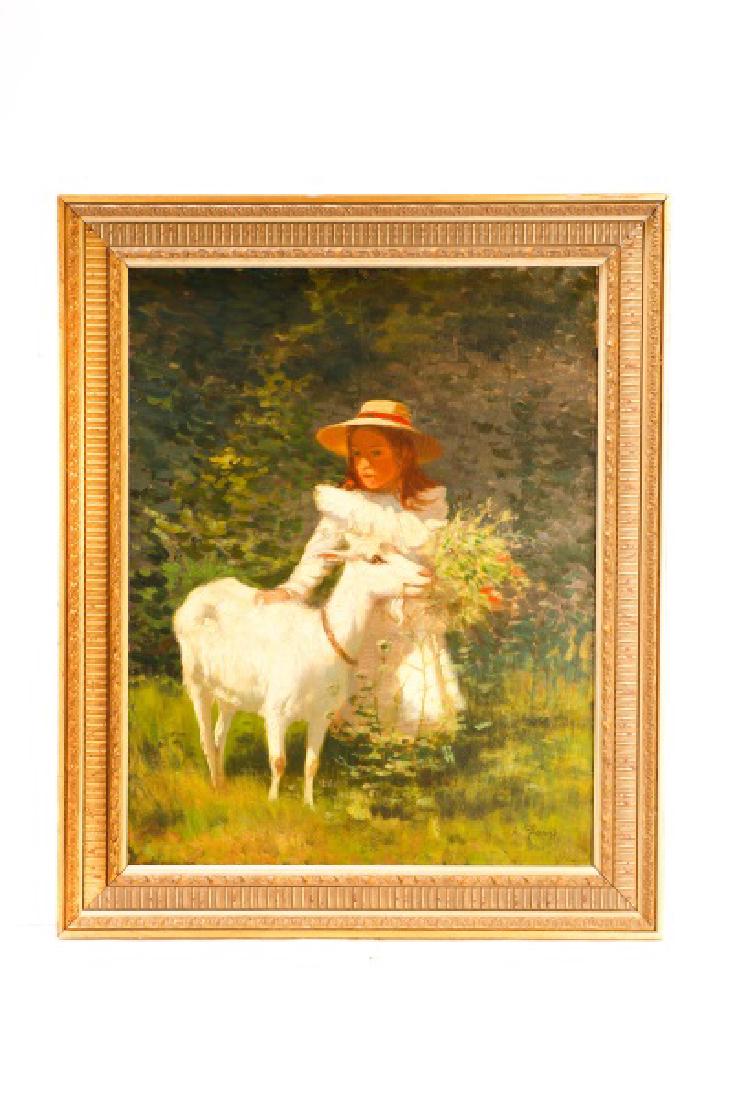 Alexandre Clarys, Girl with Goat, Signed O/C (1 of 9)