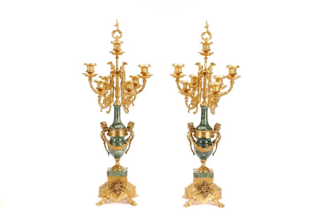 Pair, Marble & Gilt Bronze Rococo Candelabra (1 of 10)
