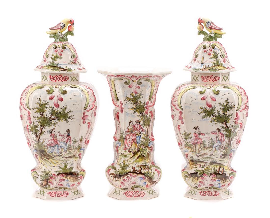 Veuve Perrin Faience 3 Piece Garniture Set (1 of 10)