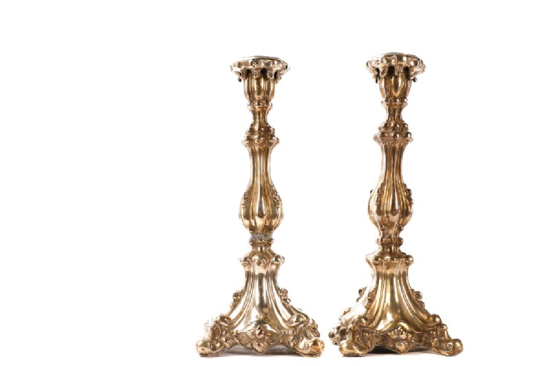 Pair of Continental .800 Repousse Candlesticks (1 of 5)