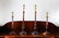 Two Pairs, Mahogany & Gilt Brass Candlesticks