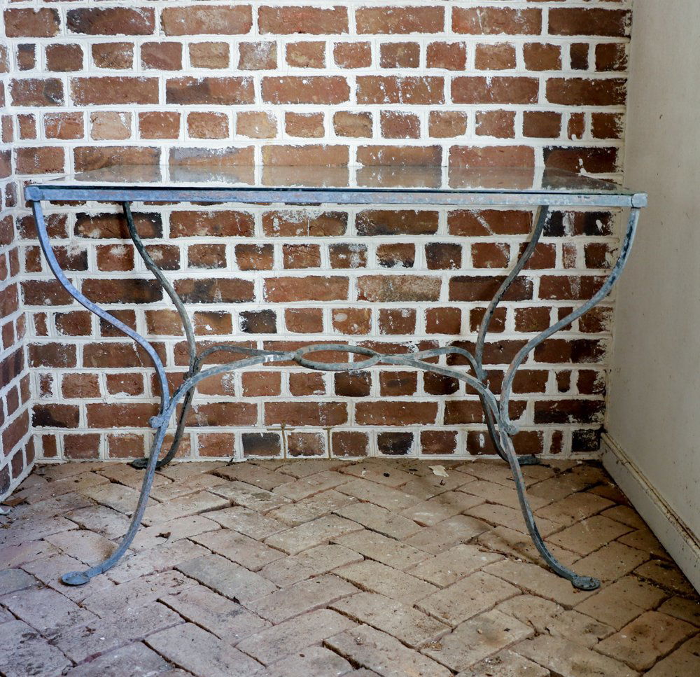 Vine Motif Glass Top Iron Patio Table (1 of 3)