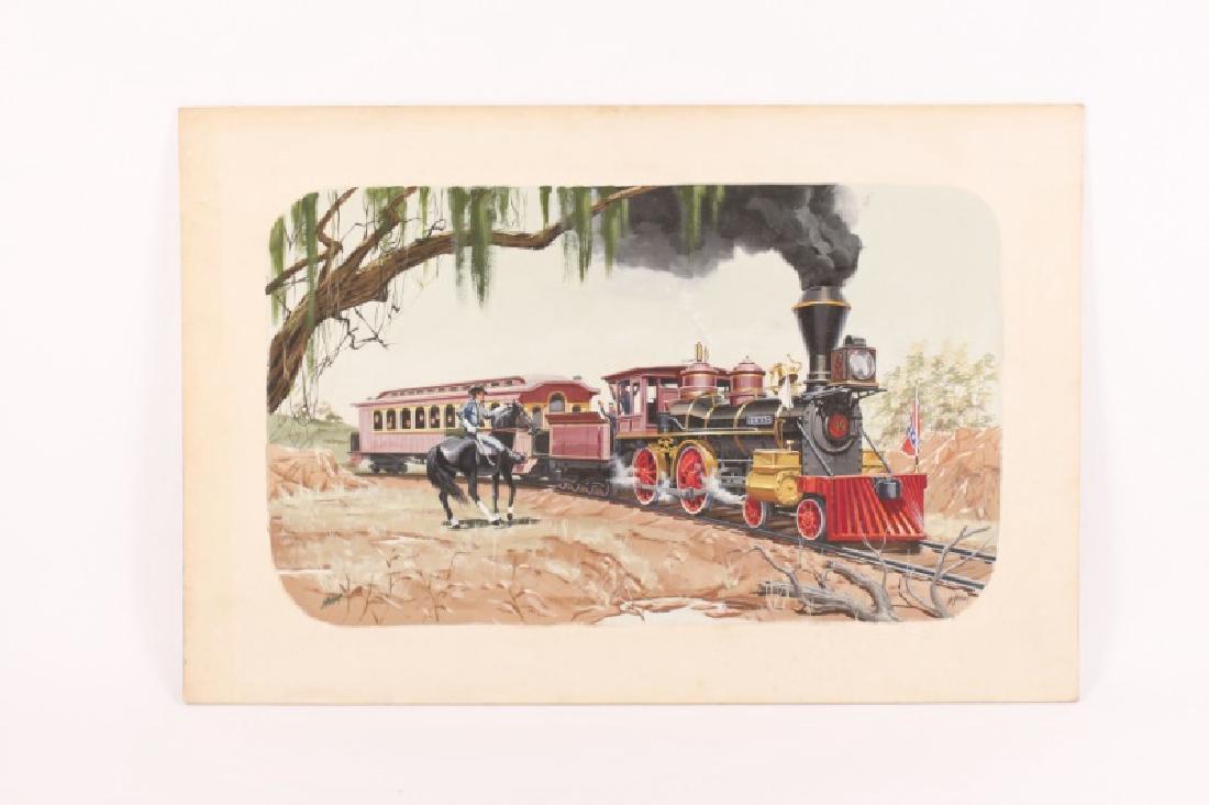 Painting of Confederate Train "The Texas" & Cowboy (1 of 8)