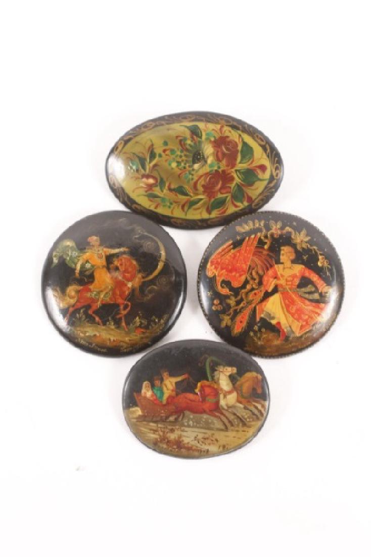 Collection of 4 Russian Lacquer Brooches (1 of 10)