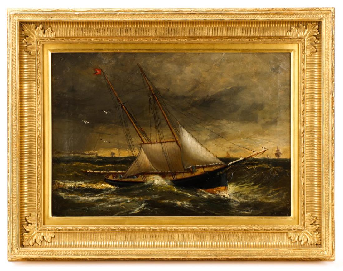 American School, Ships In A Storm, Oil On Canvas (1 of 8)