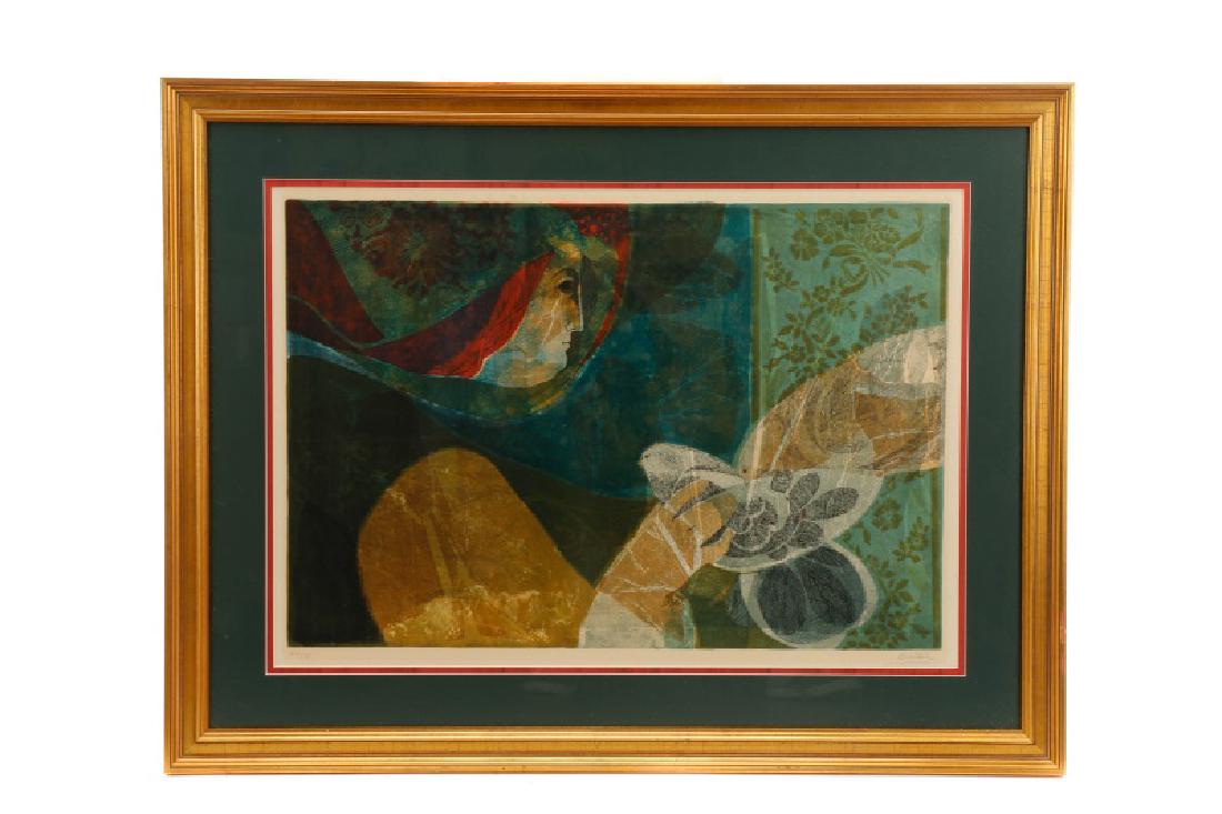Sunol Alvar, "Woman w/ Doves" Signed Lithograph (1 of 7)
