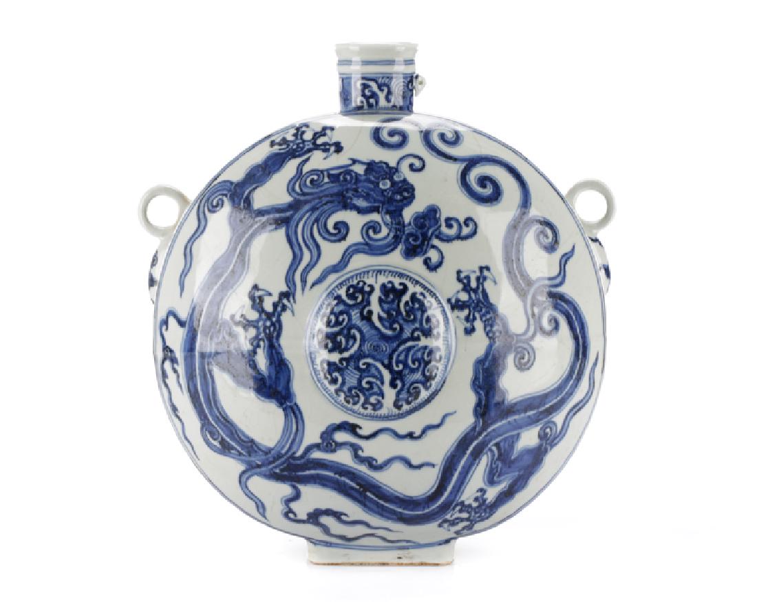 Large Chinese Porcelain Moon Flask with Dragons (1 of 10)