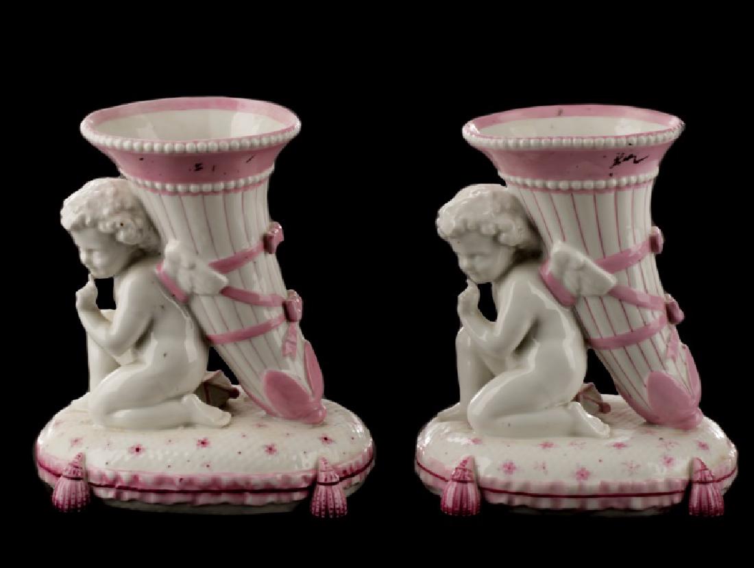 Pair, Sevres Style Porcelain Winged Cherub Vases (1 of 7)