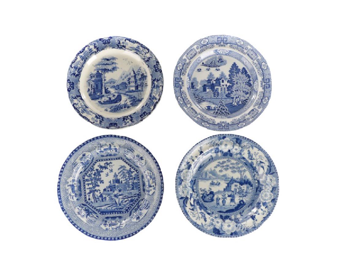 Group of 4 Early Blue & White Earthenware Plates (1 of 7)