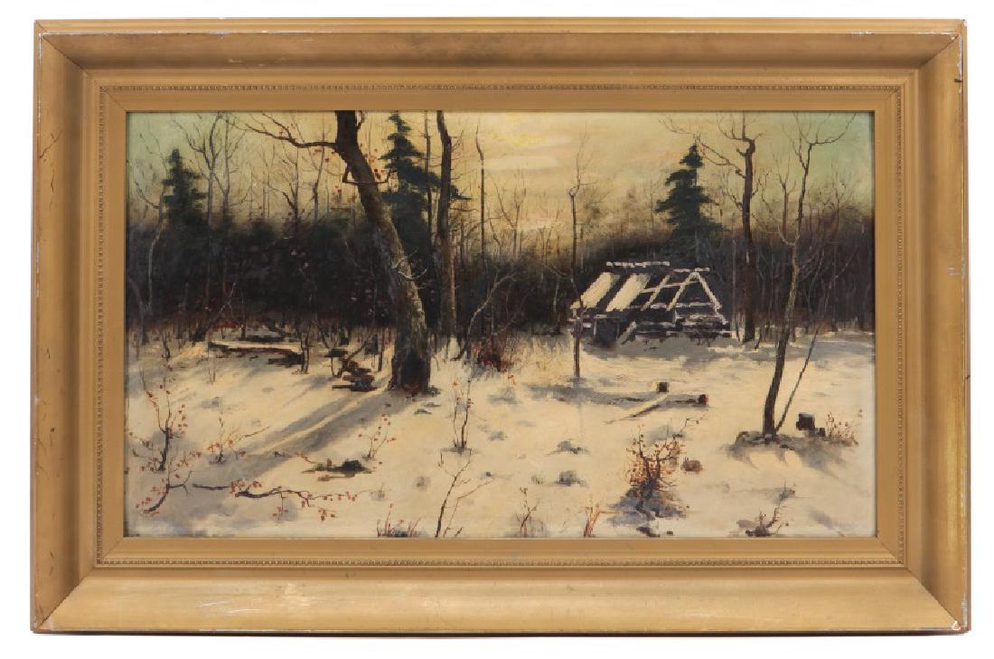 American School, "Ruins in the Snow", Oil on Board (1 of 6)