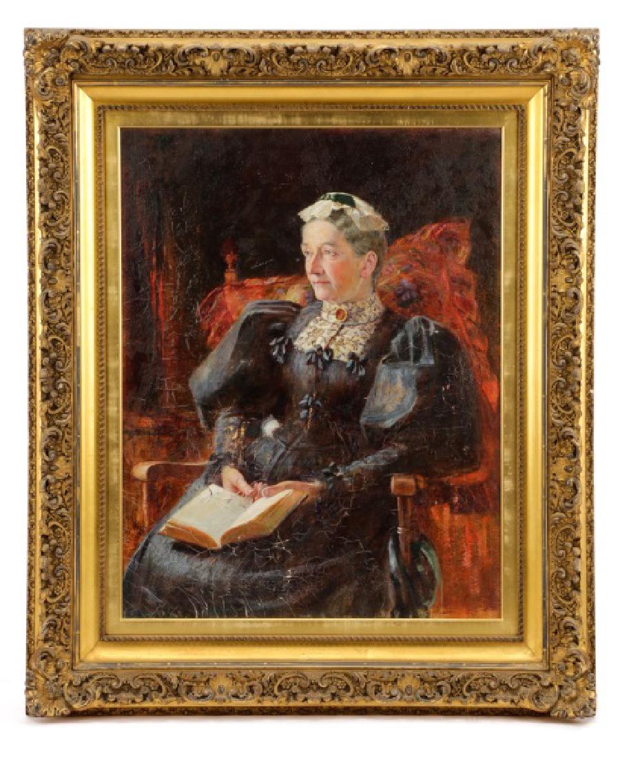 Victorian Era Portrait "Woman in Mourning...", Oil (1 of 10)