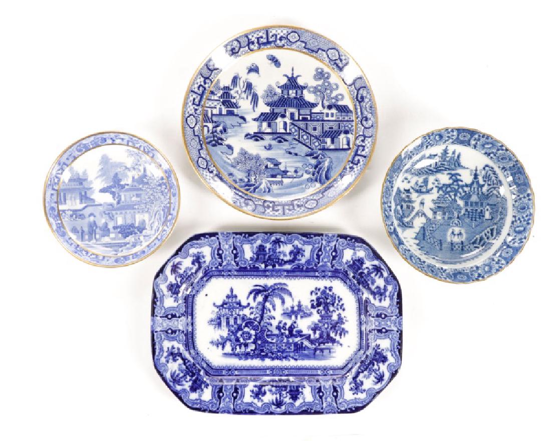 Four Pieces of English Blue & White Porcelain (1 of 1)