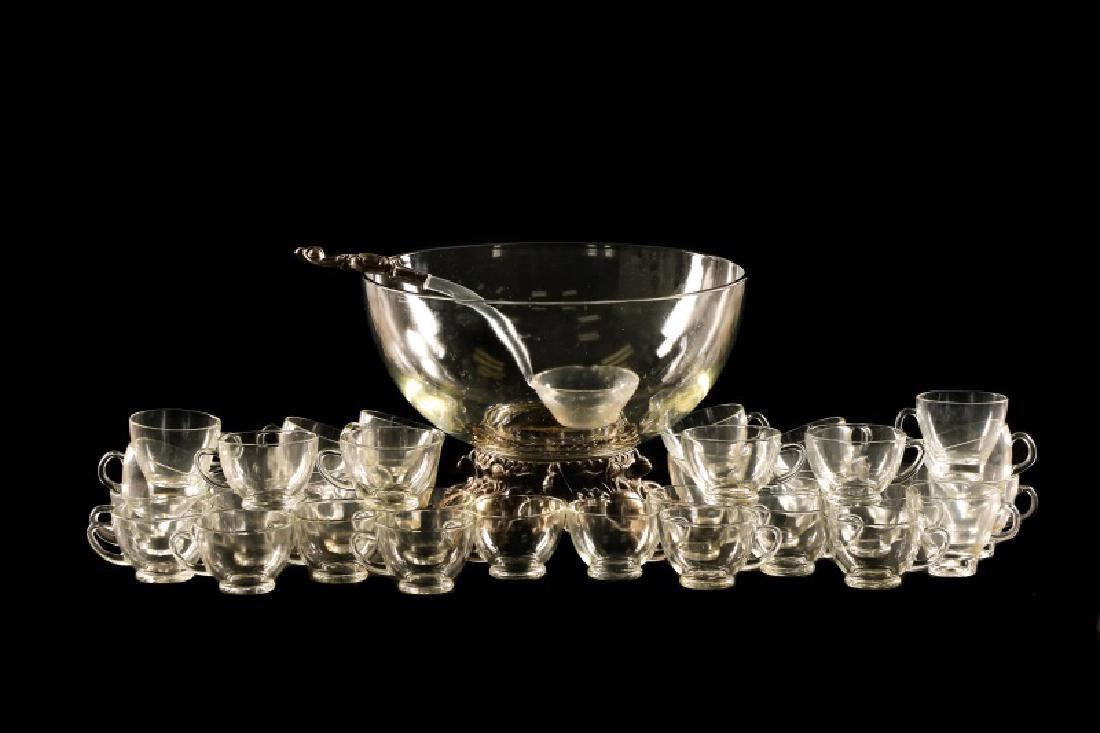 New York Silverplate Punch Bowl w/ 36 Glass Cups (1 of 5)
