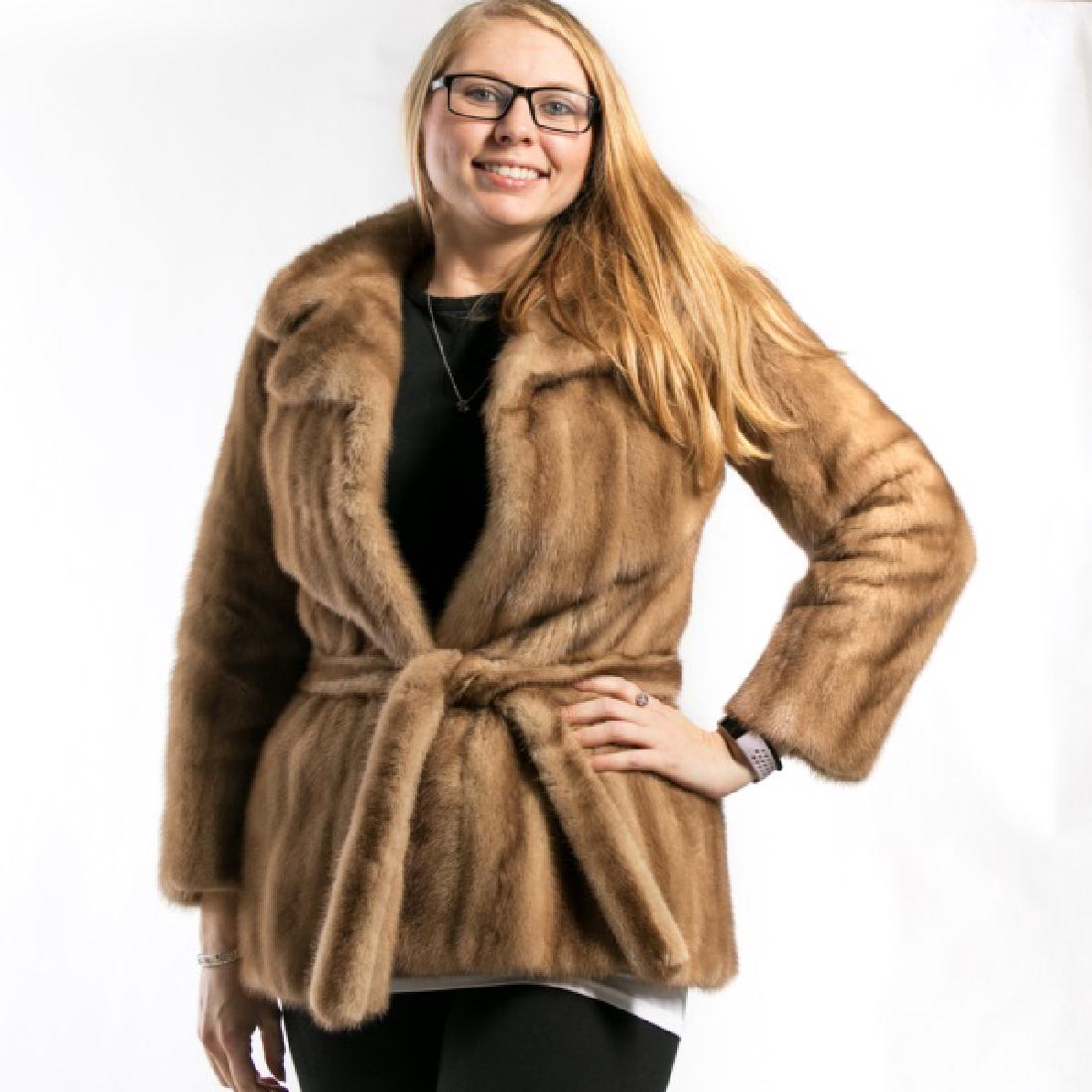 Ladies Light Brown Mink Coat with Sash (1 of 4)