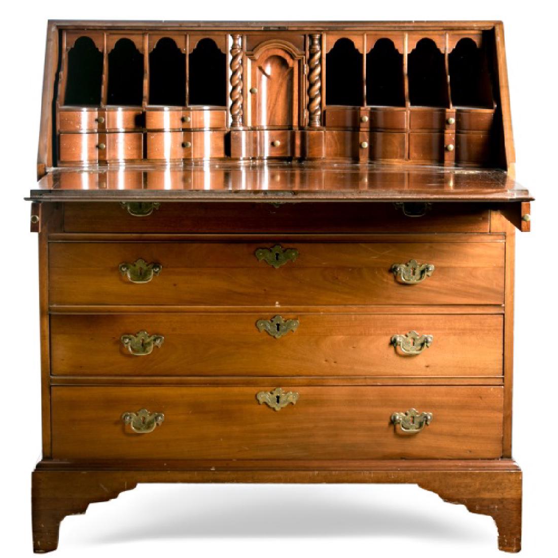 American Chippendale Style Mahogany Slant Top Desk (1 of 6)