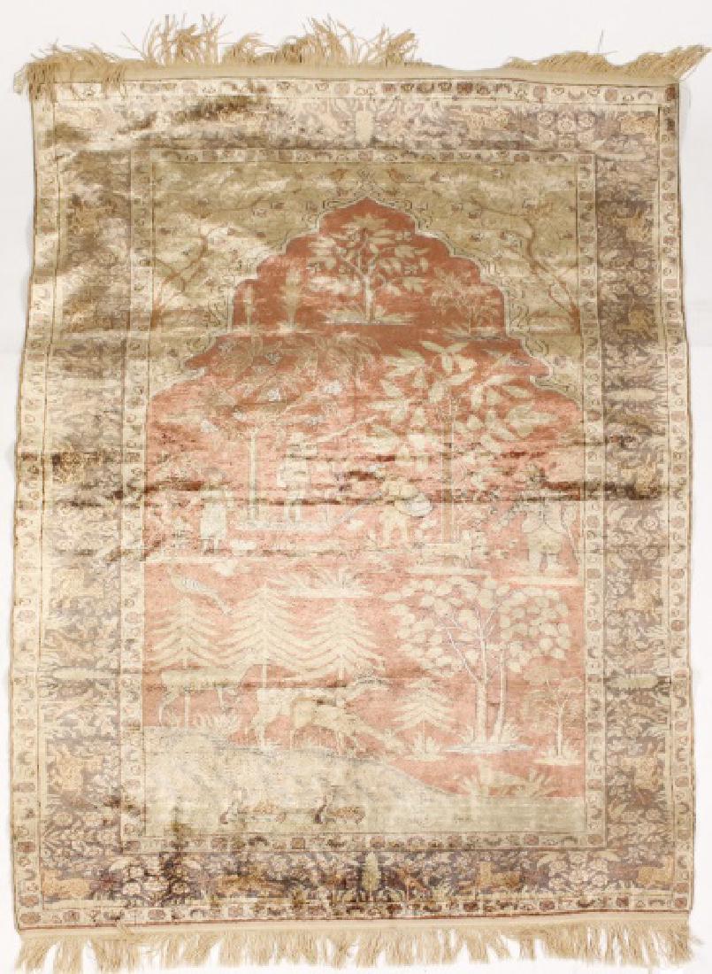 Fine Hand Woven Turkish Silk Rug, ca. 1890's (1 of 4)