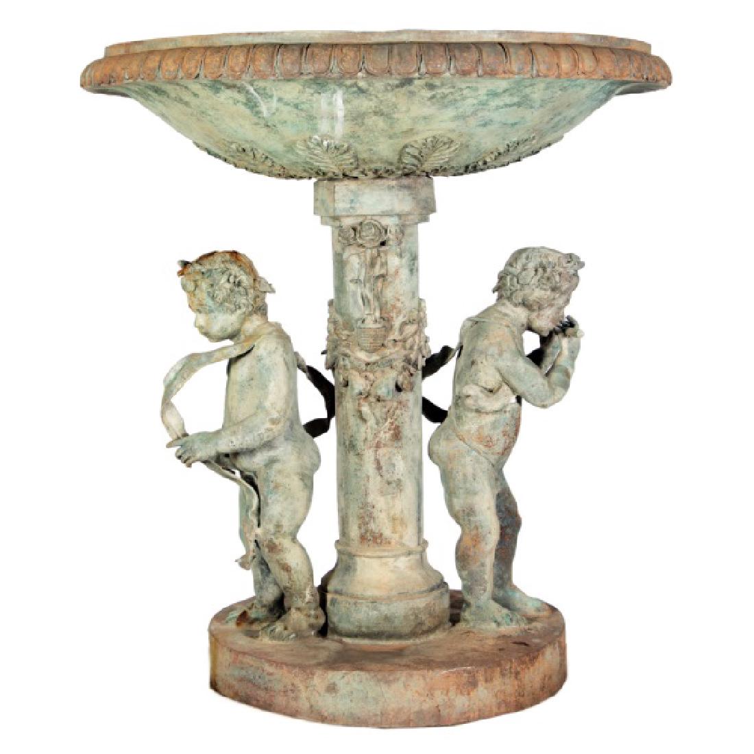 American Fiske Style Figural Garden Fountain w/Pan (1 of 8)