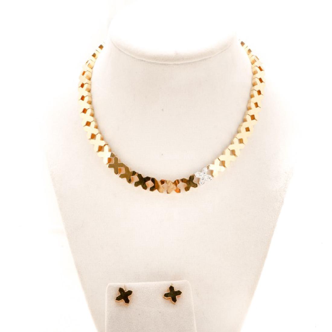 Tiffany & Co "X" 18k & Diamond Necklace & Earrings (1 of 8)