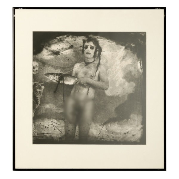 Joel-Peter Witkin, "Napoleon III," 1981: Per LiveAuctioneers, the nudity in this photo has been digitally obscured. Please note that the oval blurred forms in this photograph are digitally edited and are not present in the photograph present