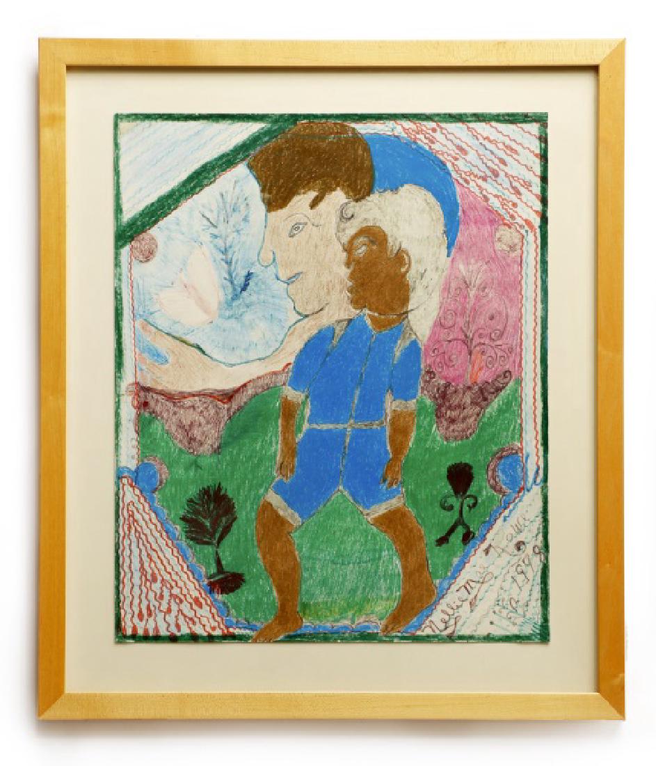 Nellie Mae Rowe, "Together," Folk Art Drawing (1 of 6)