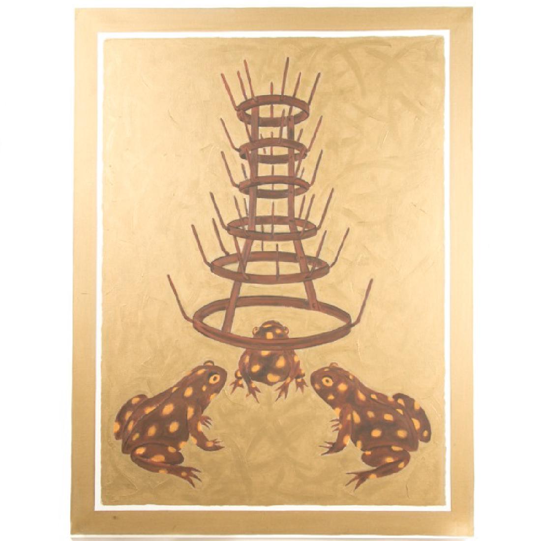 Braco Dimitrijevic, Signed Oil on Canvas: Braco Dimitrijevic (Yugoslavia, b. 1948) "Wer is die Konigin der Frosche? (Who is the Queen of Frogs?)"-1978 Oil and acrylic on canvas Signed and dated verso >Approx. height 47", width 36" Acquired fr