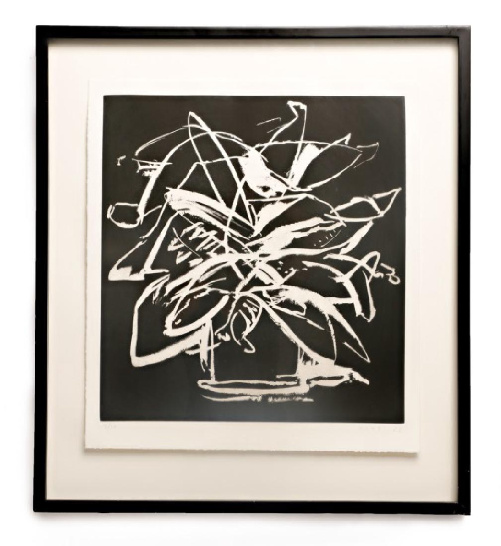 Lucio Pozzi, Untitled, Floral Limited Ed. Litho: Lucio Pozzi (Italian/American, b. 1935) "Untitled"-1983 Lithograph on paper Pencil signed and dated lower right, limited edition in pencil lower left "3/10" Approx. 28" x 25" (framed)