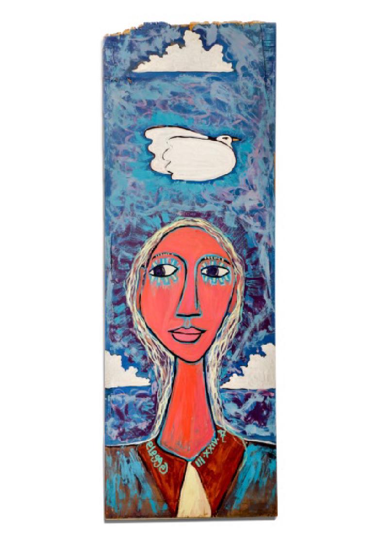 Eric Legge Folk Art Painting "Portrait with Dove" (1 of 9)