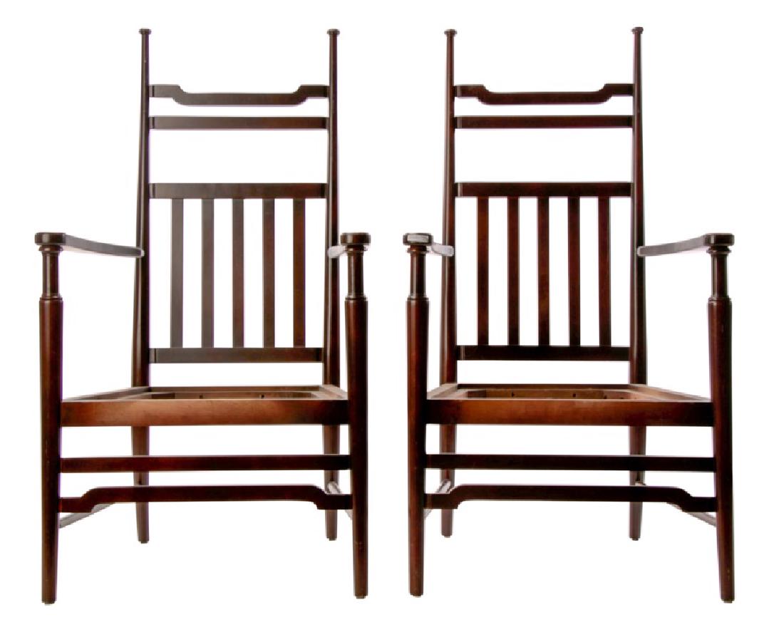 Pair, Large American Ladderback Armchairs (1 of 1)